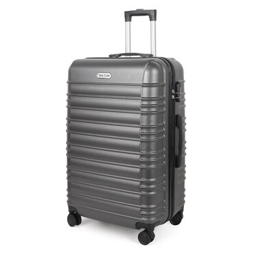 Великий валіз з ABS пластику на колесах, Trolley, валіз для подорожей з 4 колесами (360°), кодовий замок з 3 цифрами та телескопічний ручка з алюмінію (XL – 95л, Темно-сірий)