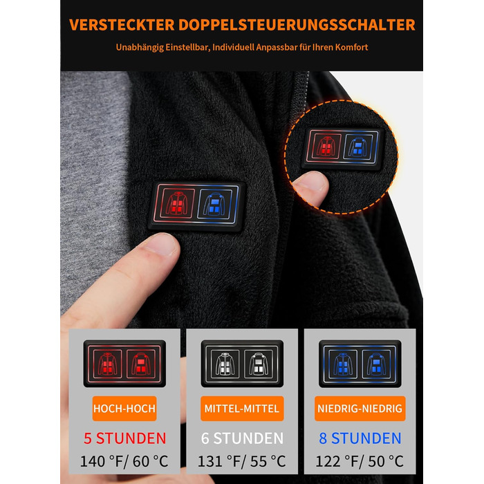 Обогрівальна куртка для чоловіків та жінок з Powerbank 18400 mAh, 10 зон обігріву, флісова куртка з акумулятором, тепла зимова куртка з обігрівом, L