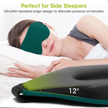 Маска для сну для тих, хто спить на боці, 2025 року, оновлений дизайн, 3D світлоблокуюча маска для очей, для жінок та чоловіків, зручна та дихаюча, без тиску, з регульованою гумкою для подорожей (Морська синя)