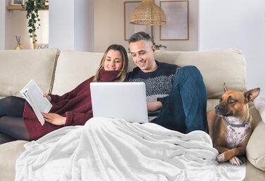 Плед Utopia Bedding: теплий та м'який флісовий плед 200x150 см для ліжка, дивана та крісла (білий)