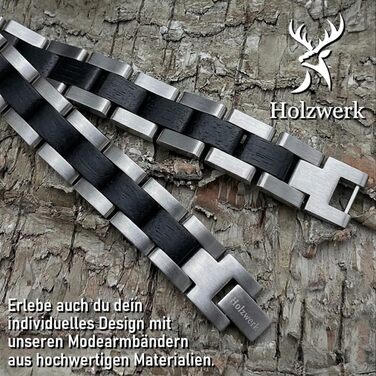 Браслет дерев'яний Holzwerk KALKSEE Natur: чоловічий та жіночий, регульований, синьо-коричневий, з коробкою для зберігання
