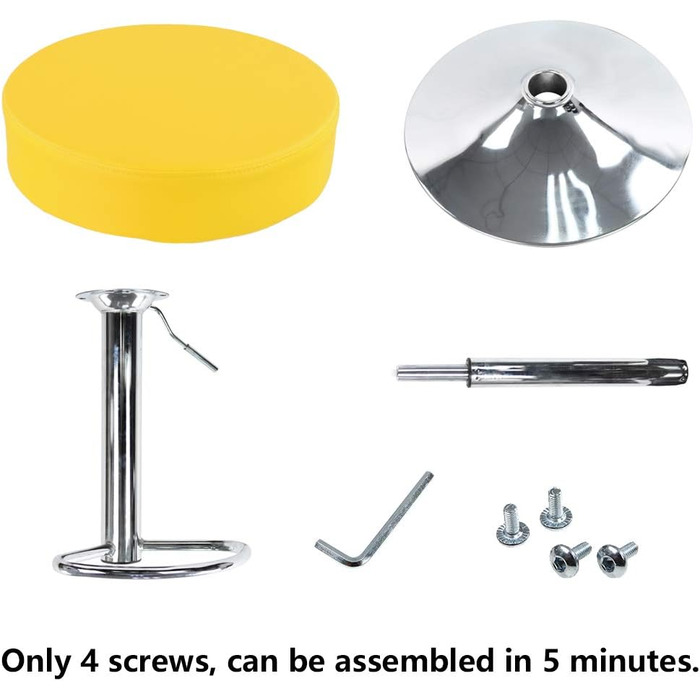 KKTONER Adjustable Height Swivel Bar Stool - SPA, Office, and Task Chair with PU Leather (Yellow)