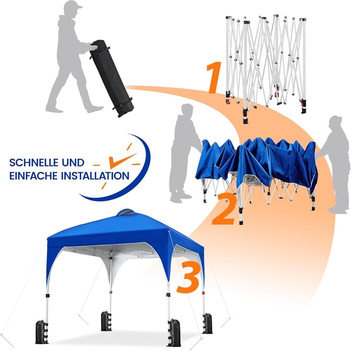 Yaheetech Pop-Up Gazebo 2.4 x 2.4 m, Height Adjustable Garden Gazebo, Waterproof & Sun Protection Party Tent Garden Tent with Rolling Carry Bag for Outdoor Market Garden Yard, Blue