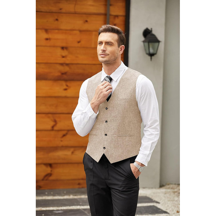 Жилет чоловічий COOFANDY Casual Business, світло-бежевий, Slim Fit (3XL)