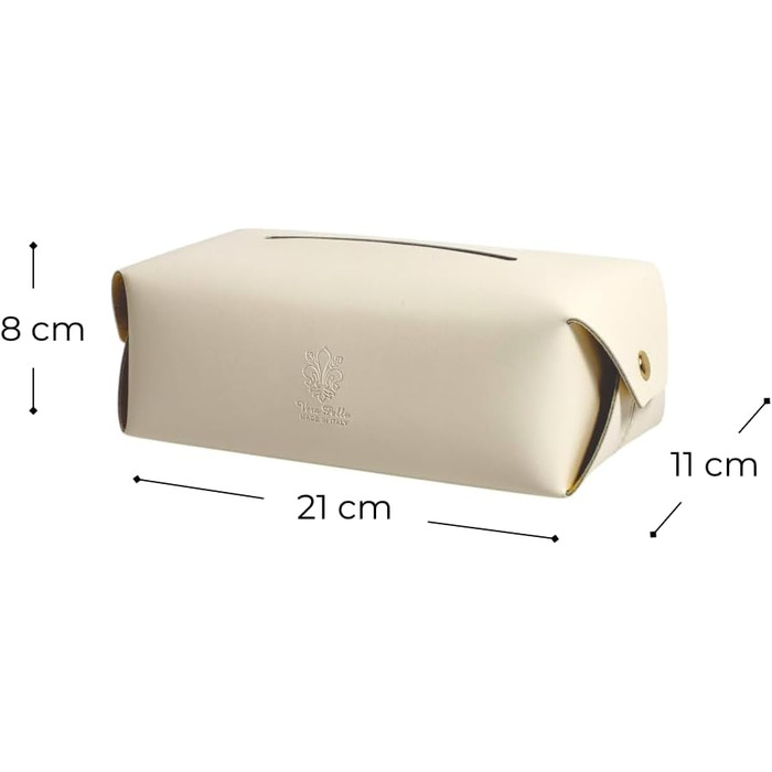 Genuine Leather Cosmetic Tissue Box, Handmade, Made in Italy, perfect for living rooms, bathrooms, kitchens, and office/study (Beige)