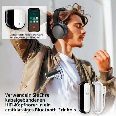 Bluetooth 5.2 адаптер для літака, передавач для 2 навушників AirPods та бездротових гарнітур (Білий)