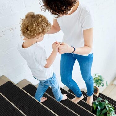 Килимок на сходи RIOLAND, антиковзаючий, для дому, на дерев'яні сходи, для дітей та собак, 15 шт., 20,3 x 76,2 см, чорний