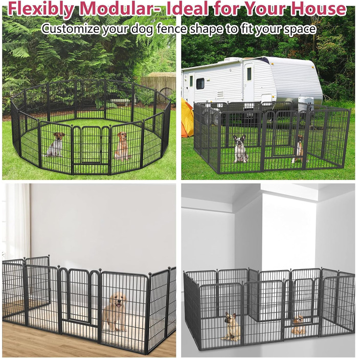 Вольєр для собак на вулицю, металевий загін для собак середніх та маленьких порід, 22 панелі, 101,6 x 68,6 см