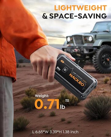 Powerbank Starthilfe 7000A: Зарядний пристрій для автомобіля, 12V, для бензинових та дизельних двигунів (до 10л), з кабелями та LED-ліхтариком, для авто, SUV, вантажівок, мотоциклів