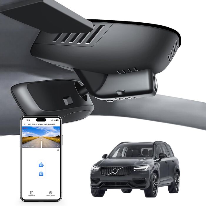 Відеореєстратор 4K для Volvo XC90 (2023-2026) Model B: інтегрований, WiFi, 64GB, UHD 2160P