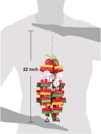DIYARTS Wooden Parrot Toy Hanging Bird Chewing Colorful Parrot Toys Small Medium Bird Block Toy for African Grey Macaws Cockatoos Eclectus