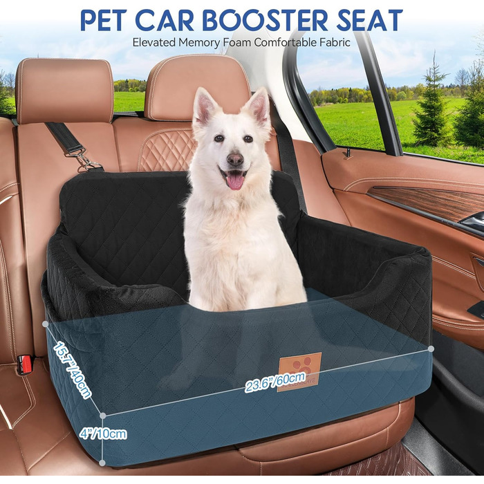 GL GLENSLAVE Dog Car Seat - Large & Medium Dogs, Up to 22kg/2 Small Dogs - Removable & Washable Pet Car Seat (Black)