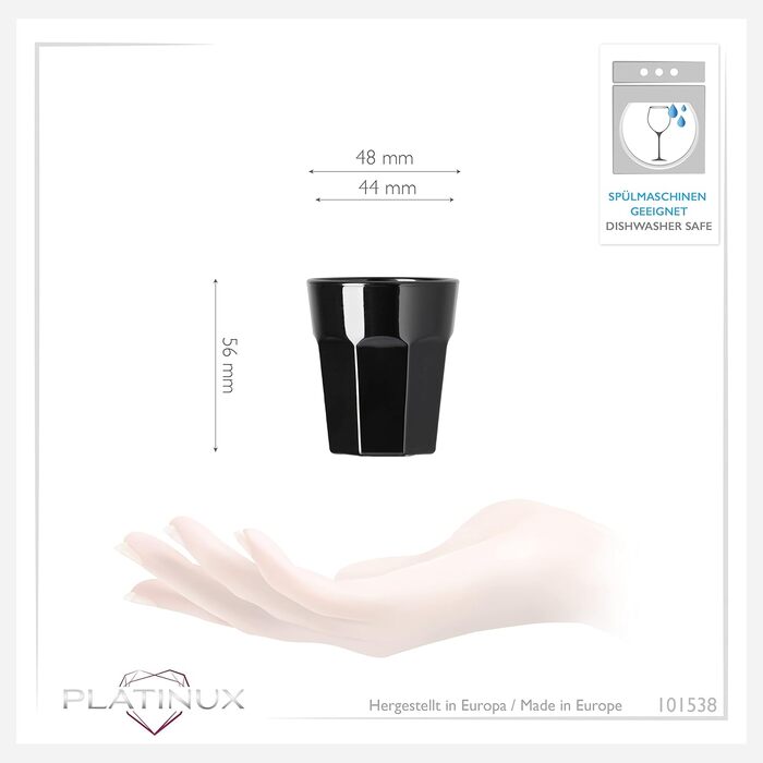 Чорні келихи для шампанського PLATINUX (набір 6 шт, 210 мл)
