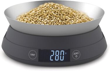 Joseph Joseph SwitchScale 2-in-1 Kitchen Scale - Digital, 5kg Capacity, Metric & Imperial LCD Display, Battery Powered - Gray