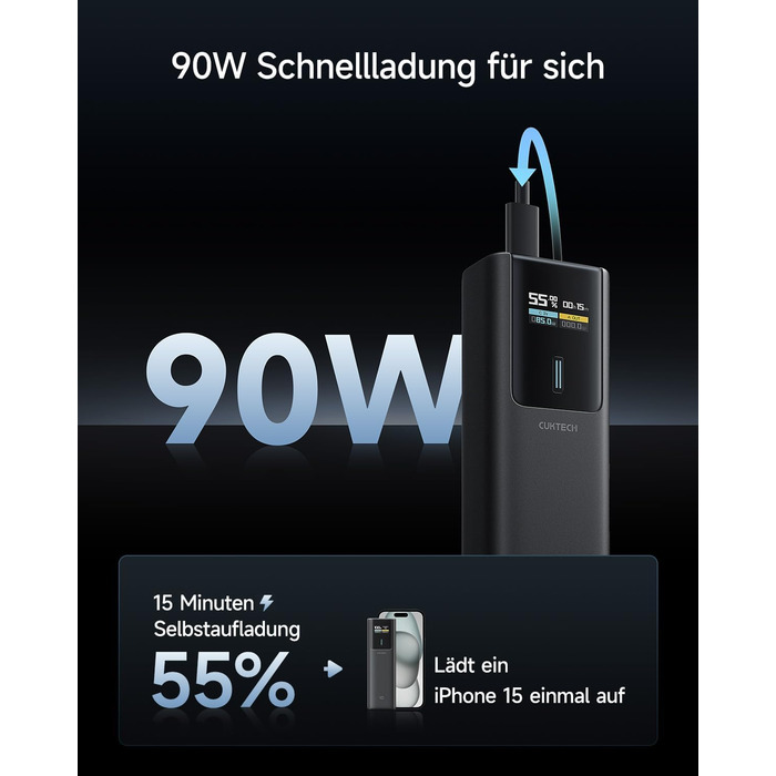 Power Bank CUKTECH 10 100W з Digital Display, 10000mAh - для iPhone, Samsung, iPad, Xiaomi, MacBook та інших