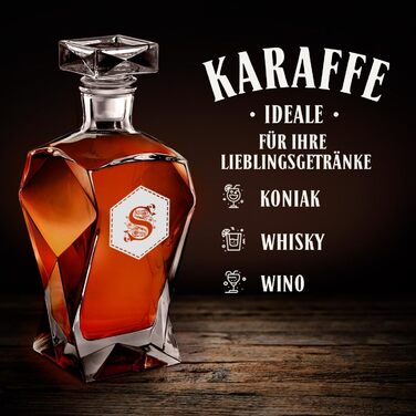 Maverton Whisky Decanter with Engraving - Whisky Decanter - 700ml - Birthday Gift for Men - Letter