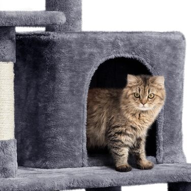 Котячий будиночок Yaheetech 159 см: стабільний котячий комплекс з будиночками та платформами, ігровий дім для котів, темно-сірий