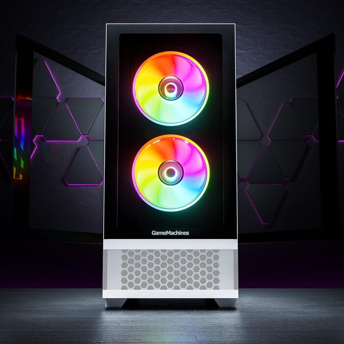 Корпус для ПК GameMachines Element Snow Edition ATX з 3 RGB вентиляторами, білий