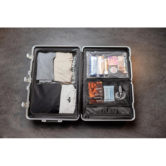 LETTOO Hartschalenkoffer середній 72L з алюмінієвим каркасом | Валіза-тролей з міцним корпусом та кріпленням для сумок [ВОДОНЕПРОНИКНА] Захист кутів (Срібний, валіза-тролей 24 дюймів)