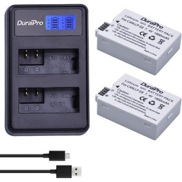 Акумулятор DuraPro LP-E8 для Canon (2 шт.) + LED USB зарядний пристрій; сумісний з EOS 550D, 700D, 600D, 650D, Rebel T2i T3i T4i T5i, Kiss X4 X5 X6i X7i DSLR