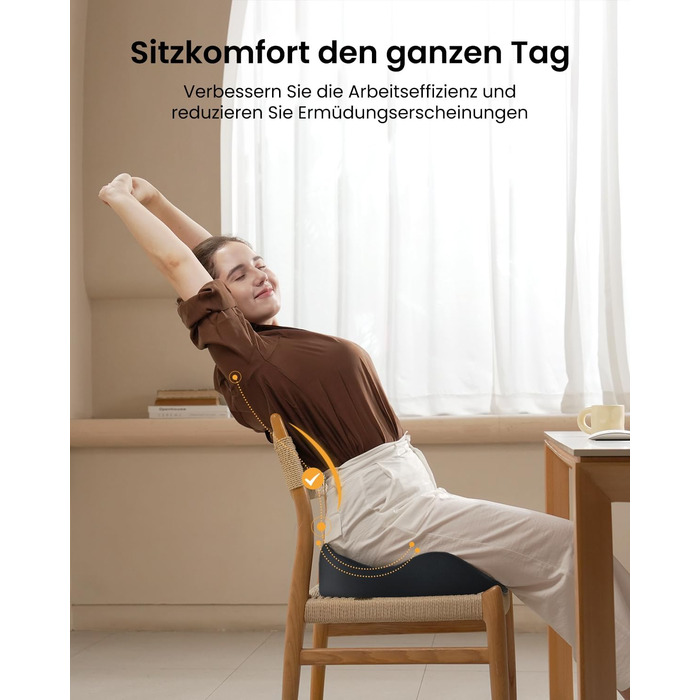 Крісло-подушка ProtoArc для офіса та авто, X-Large, з пам'яті ефектом, чорний, ергономічна підтримка спини