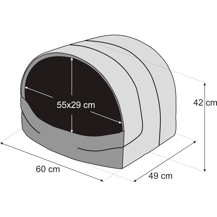 Будка для собак, лежанка для собак, хатинка для собак, будиночок для котів, місце для сну XL - 60x49 см, чорний колір