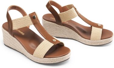 Босоніжки жіночі DREAM PAIRS на танкетці Espadrille, коричневі, 38.5 EU - зручні сандалі для відпочинку та пляжу з підтримкою склепіння стопи