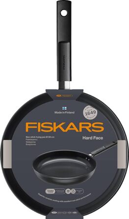 Сковорідки Fiskars Hard Face 24 і 28 см, антипригарне покриття, алюміній, для всіх плит, набір 2 шт, чорний