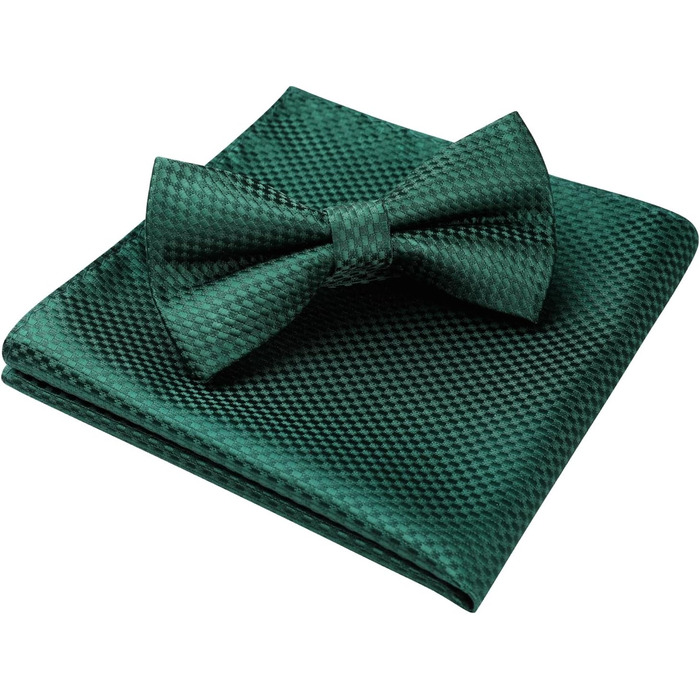 Метелик для чоловіків Enlision з кишеньковим хустинкою - Комплект краватка-метелик для чоловіків на весілля, готовий до зав'язування, костюм, краватка та хустинка з подарунковою коробкою (Зелений 2)