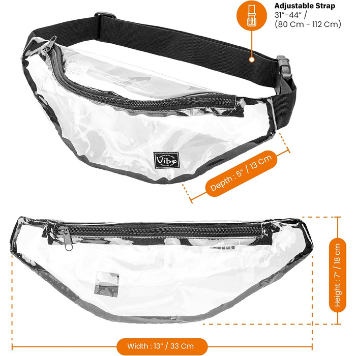 Вайб поясна сумка - універсальна нагрудна/стегнова сумка для чоловіків, жінок та дітей. Підходить для фестивалів, спорту, відпочинку та активного способу життя. Прозора модель.