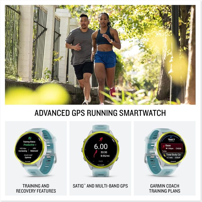 Garmin Forerunner 570: GPS-годинник для бігу та триатлону з AMOLED-дисплеєм, 47 мм, сірий, Al, функції тренувань та відновлення