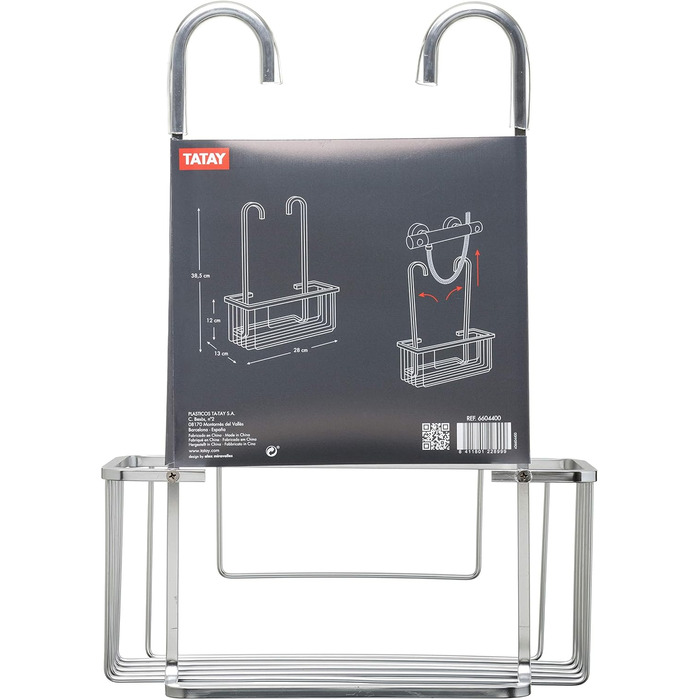 TATAY Shower Shelf, Hangs on the Faucet, Made of Aluminum, Ideal for Saving Space in the Shower, Grey