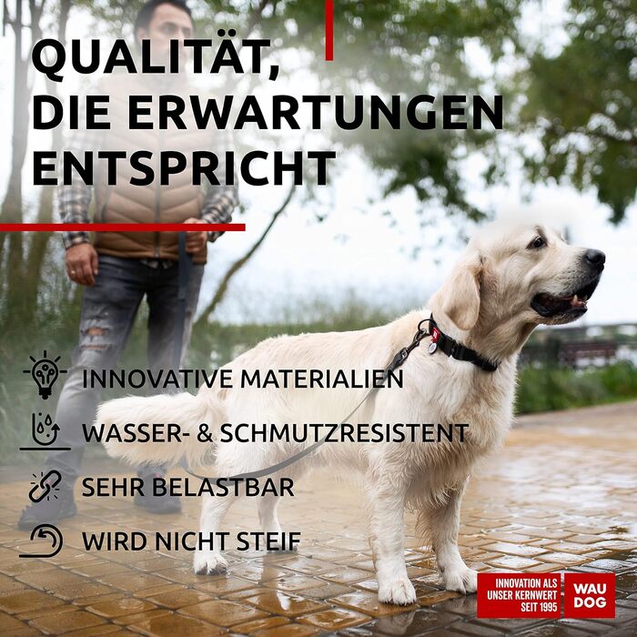 Водонепроникний нашийник для собак WAUDOG: великі, середні та малі породи. Регульований, металевий замок, 31-49 см, 25 мм ширина