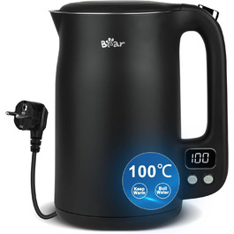 Bear 1.7L Stainless Steel Electric Kettle with Precise Temperature Control (40°C - 100°C), 1800W, Boil-Dry Protection, Double Anti-Scald, BPA-Free, LCD Display