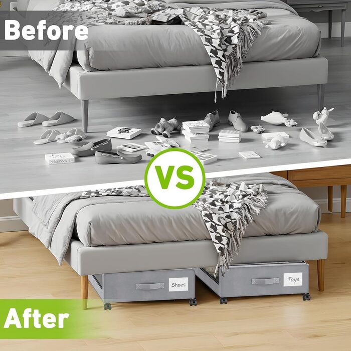 Коробки для зберігання під ліжко 2 шт. 50л з роликами, чорні - органайзер для одягу, взуття, ковдр, постільної білизни