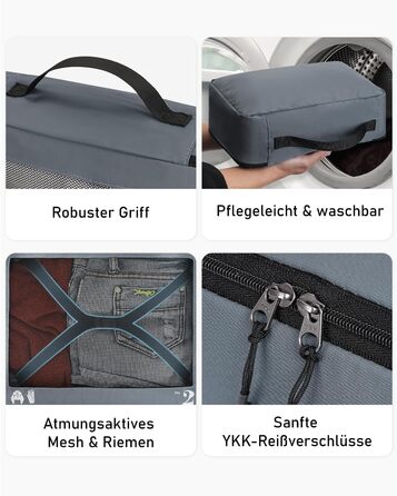 Органайзери для валізи ECOHUB, набір 7 шт. з переробленого PET, для одягу, взуття, рюкзаків (сірий)