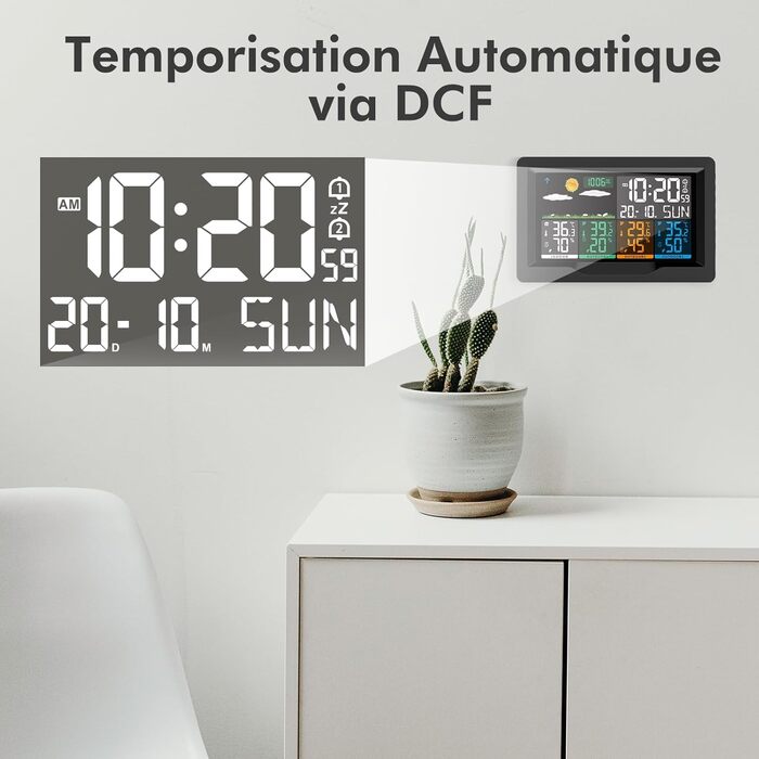 Jelly Weather Station Radio with 3 Outdoor Sensors, Color Display, Radio Weather Stations Indoor Thermometer Hygrometer Outdoor Thermometer Station, Radio Weather Station with Weather Forecast, Temperature, Humidity