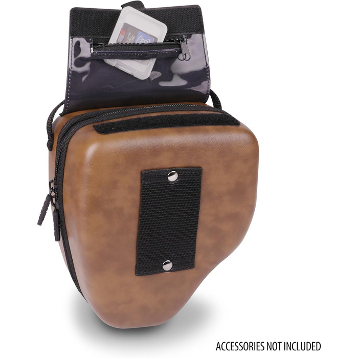 Чохол для DSLR-камери USA Gear з жорсткою обшивкою, захистом Eva, швидким доступом, м'яким інтер'єром та гумовим руків'ям (колір коричневий, веганська шкіра)