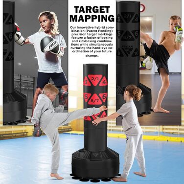 Дитячий боксерський мішок RDX Junior Standboxsäcke з рукавичками для тренувань: MMA, кікбоксинг, бокс, бойові мистецтва, муай-тай. Білий (червоний, 1.2 м)