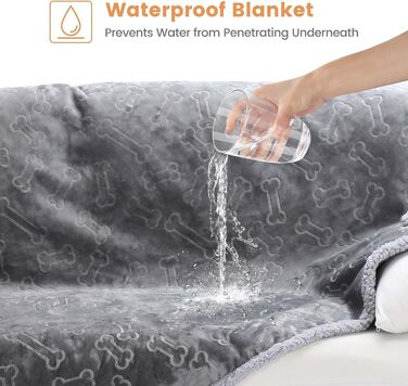 Водонепроникний коврик для собак PETTOM, 145 x 127 см, Sherpa Fleece, захист дивану, сірий