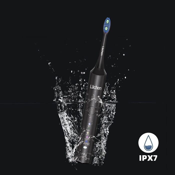Електрична звукова зубна щітка Läschen, 5 режимів, з чохлом для подорожей, 4 насадки, USB-зарядка на 60 днів, таймер, IPX7 водонепроникність, чорна
