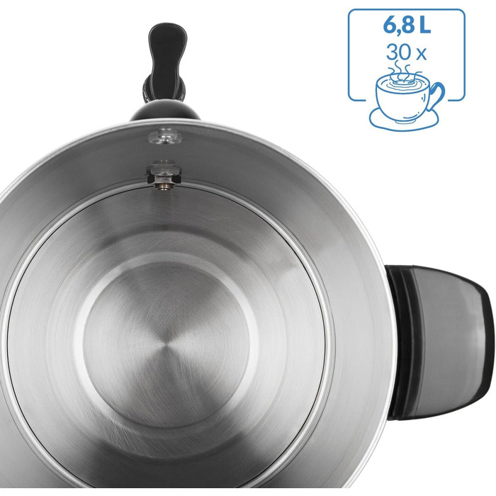 MONZANA® Glühwein Cooker 6.8L with Tap, Drip Tray, Thermostat 30-110°C, Hot Beverage Dispenser, Stainless Steel, Canning Pot, Punch Cooker, Hot Beverage Machine