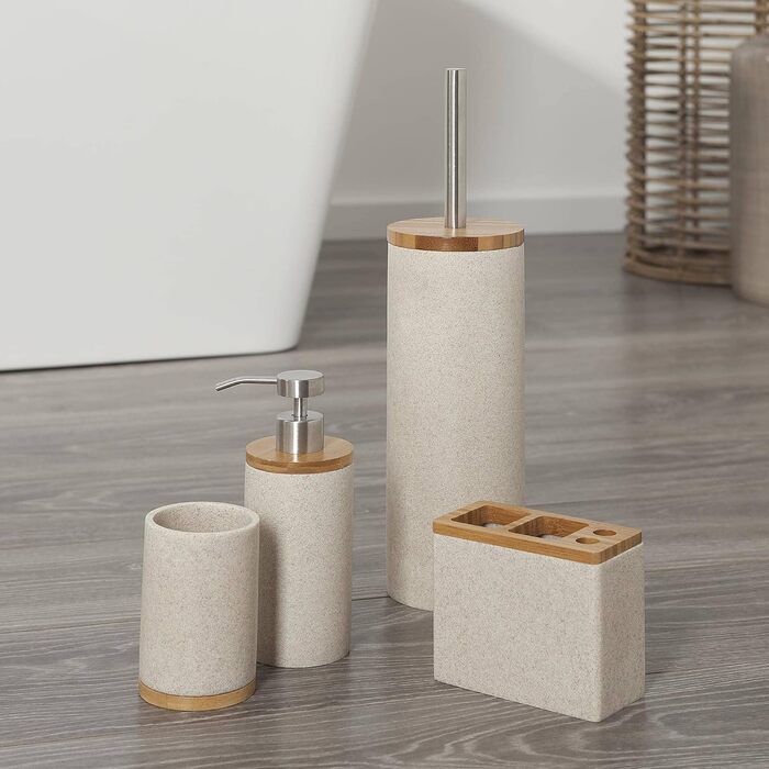 Підставка для електричної зубної щітки Sealskin Grace, для зберігання насадок та пасти, пісок, полірезин, 6 x 12.3 x 10.2 см