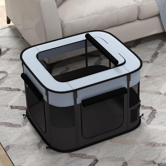 PawHut® Вольєр для цуценят, огорожа для собак, вольєр-загон, сірий, 74 x 60 x 45 см