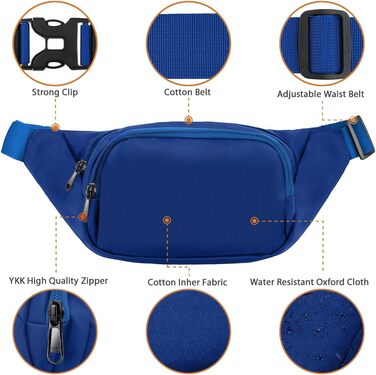 Чоловіча/Жіноча поясна сумка-бананка 35 см з великою місткістю, водонепроникна, для iPad mini/iPhone 12 Pro Max, для спорту, чорна