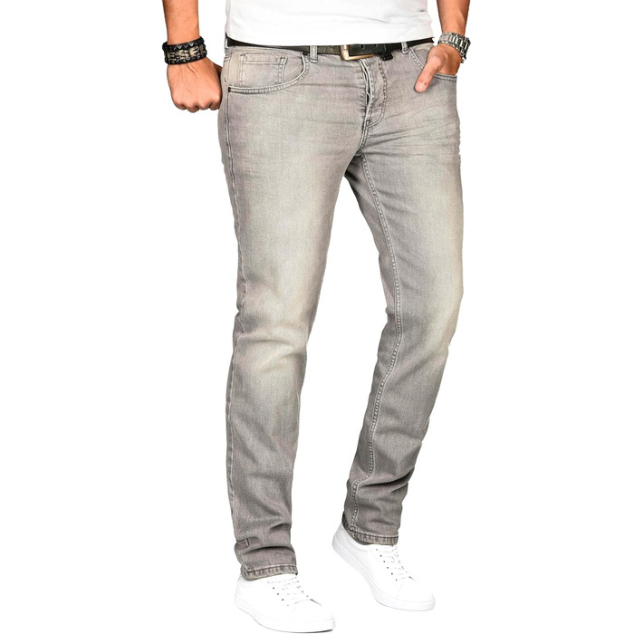 Чоловічі джинси Alessando Salvarini Slim Fit сірі, еластичні (36W/32L)