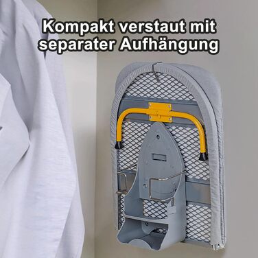 Настінна розкладна дошка для прасування Wandmontierbar з поворотним механізмом 180°, 92 x 31 см, чорна (сіра/жовта)