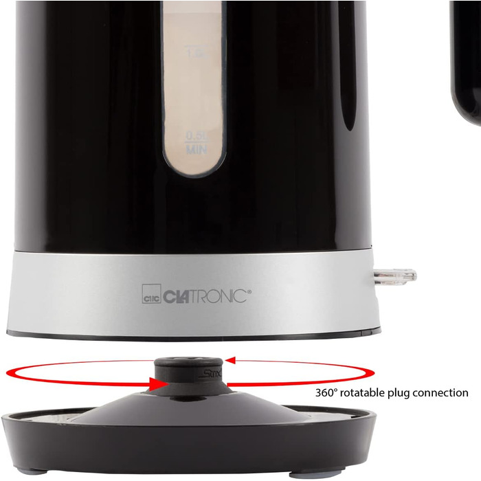 Електричний чайник Clatronic WK 3837: скляний, 1.7 л, BPA free, з підсвічуванням, для дому