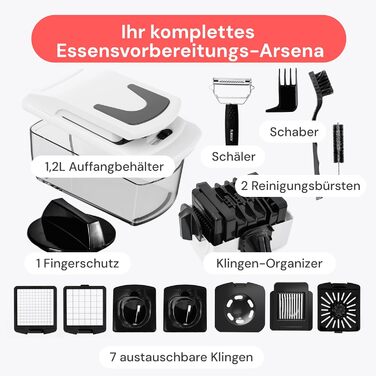 Набір для нарізки овочів та фруктів 9-в-1 (білий) - нарізач, спіралізатор, шинкувальник