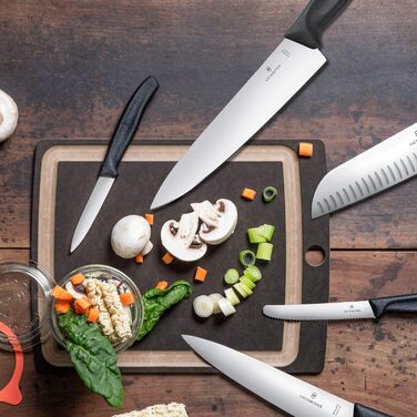 Кухонний ніж Victorinox Swiss Classic 20 см, професійний, пряме лезо, надгострий, нержавіюча сталь, чорна пластикова ручка